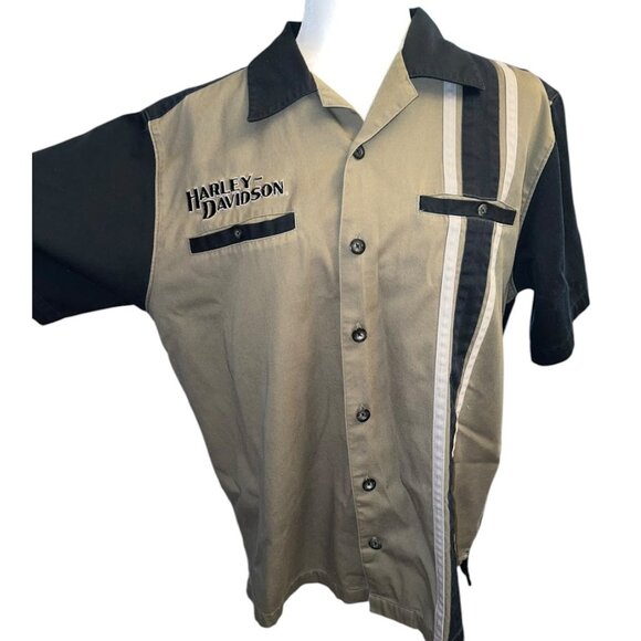 Harley Davidson Motorcycles Collared Short Sleeve Button Up Shirt Size Med - Picture 1 of 5